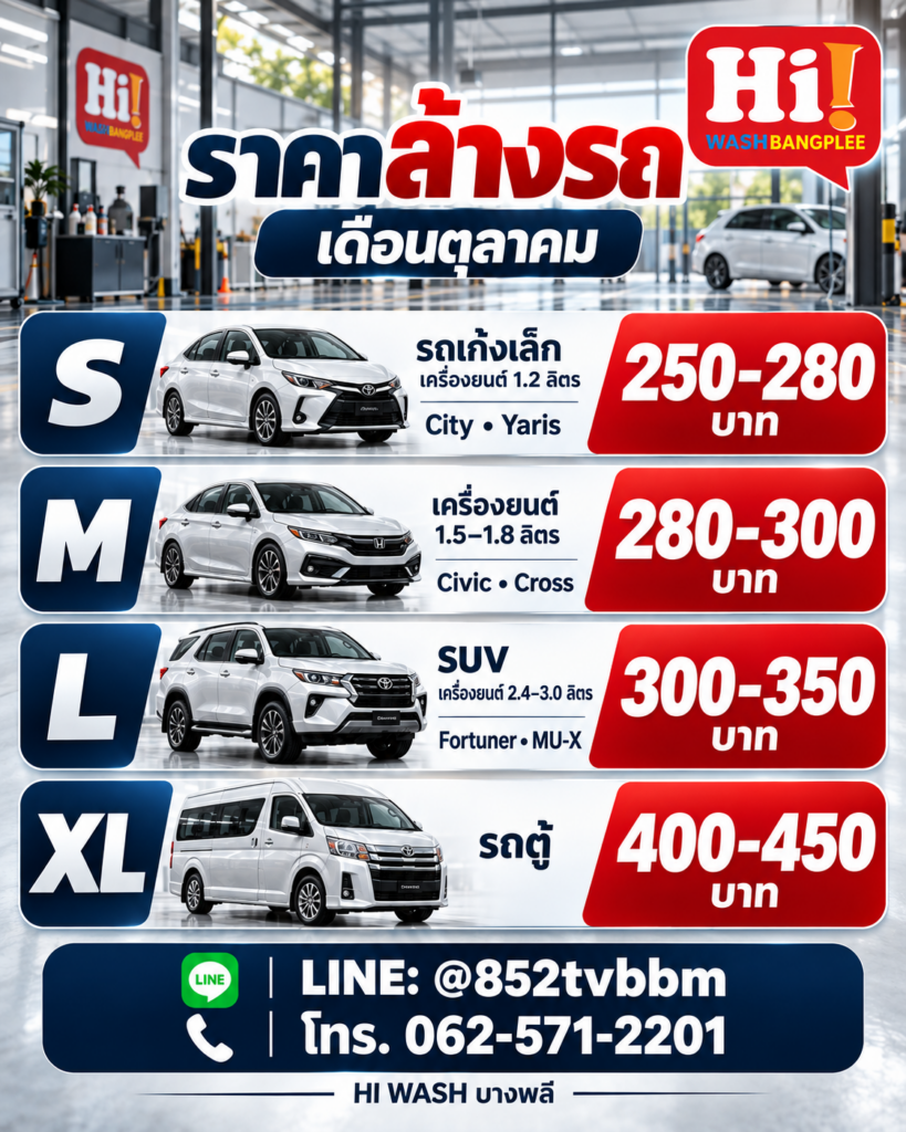 ราคาล้างรถ